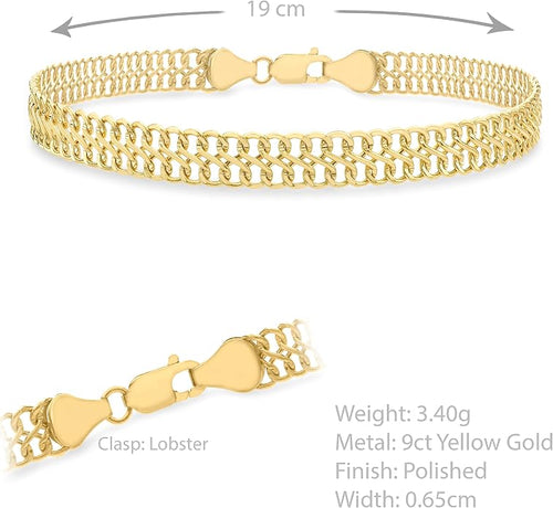 CARISSIMA Women's 9 ct Yellow Gold Figure 8 Curb Bracelet of 19 cm/7.5 inch